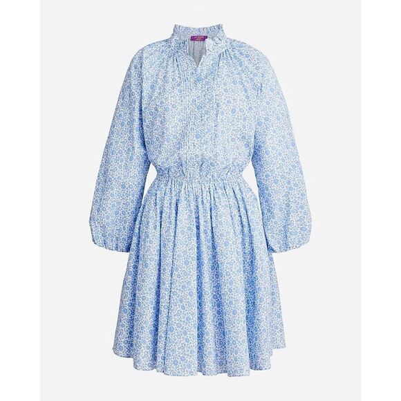 J. Crew Liberty Fabric Ruffle-collar mini dress D'Anjo Coast fabric small NEW - Picture 1 of 6